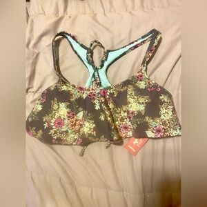 NWT Arizona Jean Company Floral Sports Bra or Swim Top, Multicolor, Size Medium